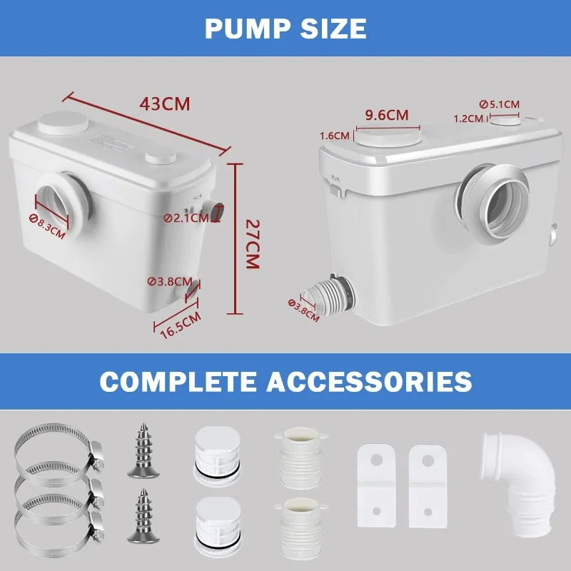 600W Macerator Sewerage Sump Pump Waste Water Marine Toilet Disposal Laundry US(Origin)