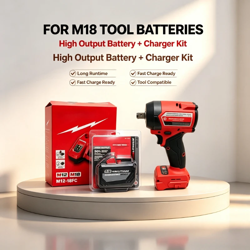 For Milwaukee M18 18V Li‑ion Battery 6Ah 8Ah 12Ah Fit  48‑11‑1862 M18B5 M18B6 M18B12 for Circular Saw Impact Wrench Power Tools