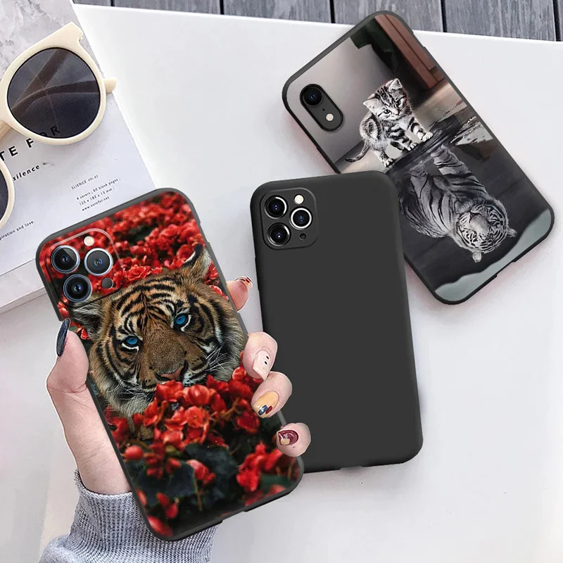 Phone Case For iphone 13 Pro Max 7 8 6 6S 15 14 Plus SE 12 11 XS X XR Mini Lion King Flower Tiger Soft Camera Protective Cover