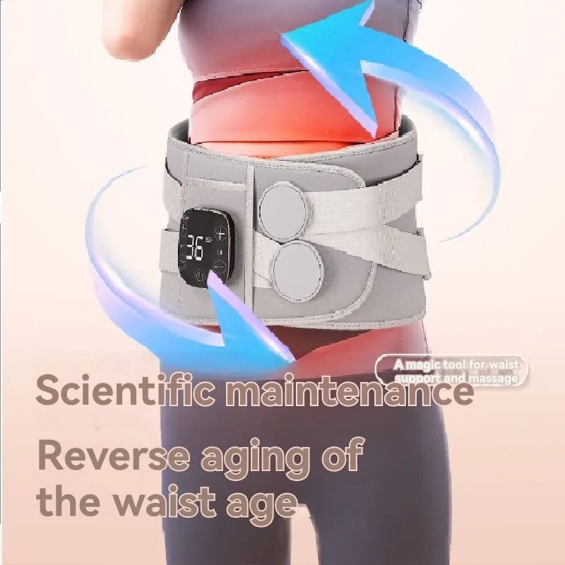 Cordless Heating Pad With Massager For Back Pain Relief Cramps With 3 Heat&Timer 3 Vibration Back Lumbar Support Belt-B27C