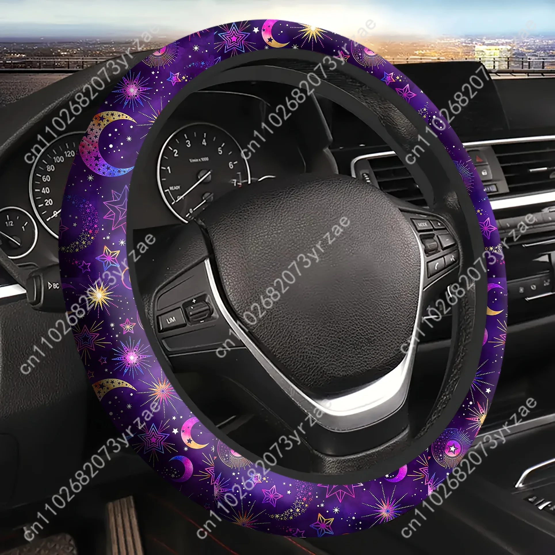 

Bohemian Stars Moon Car Steering Wheels Cover Universal Environmental Friendly Comfort Non-slip Breathable Steering Wheel Wrap