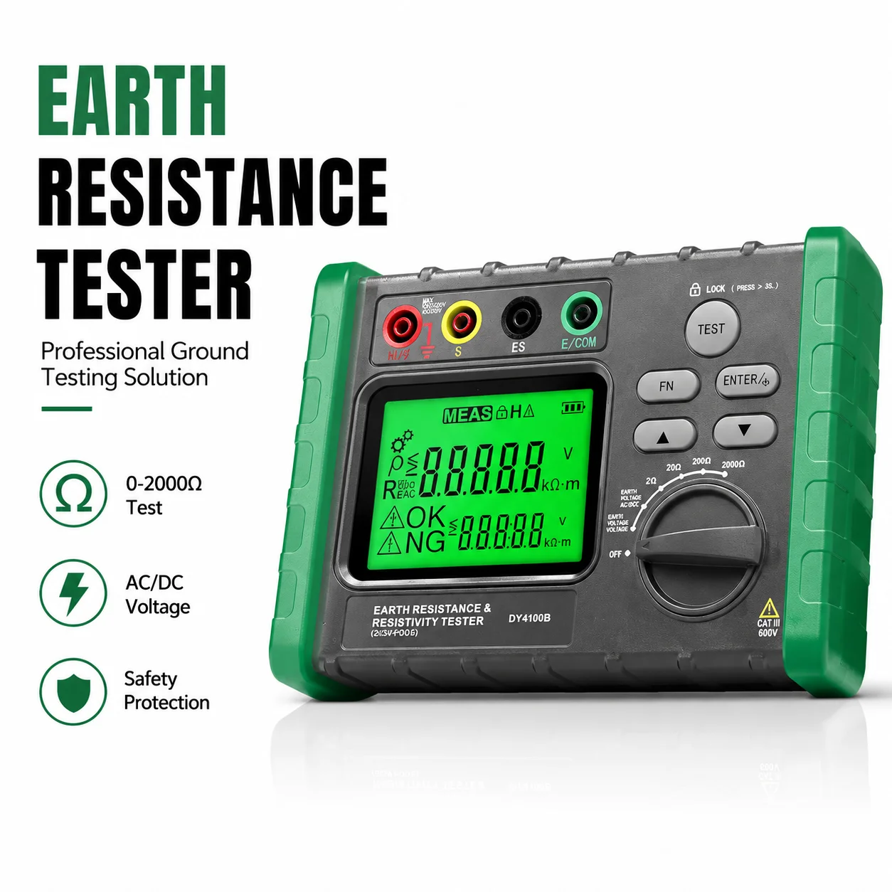 Digital Display Grounding Resistance Tester Multi-Gear Voltage Meter Megohmmeter for Photovoltaic Power Communication Railway