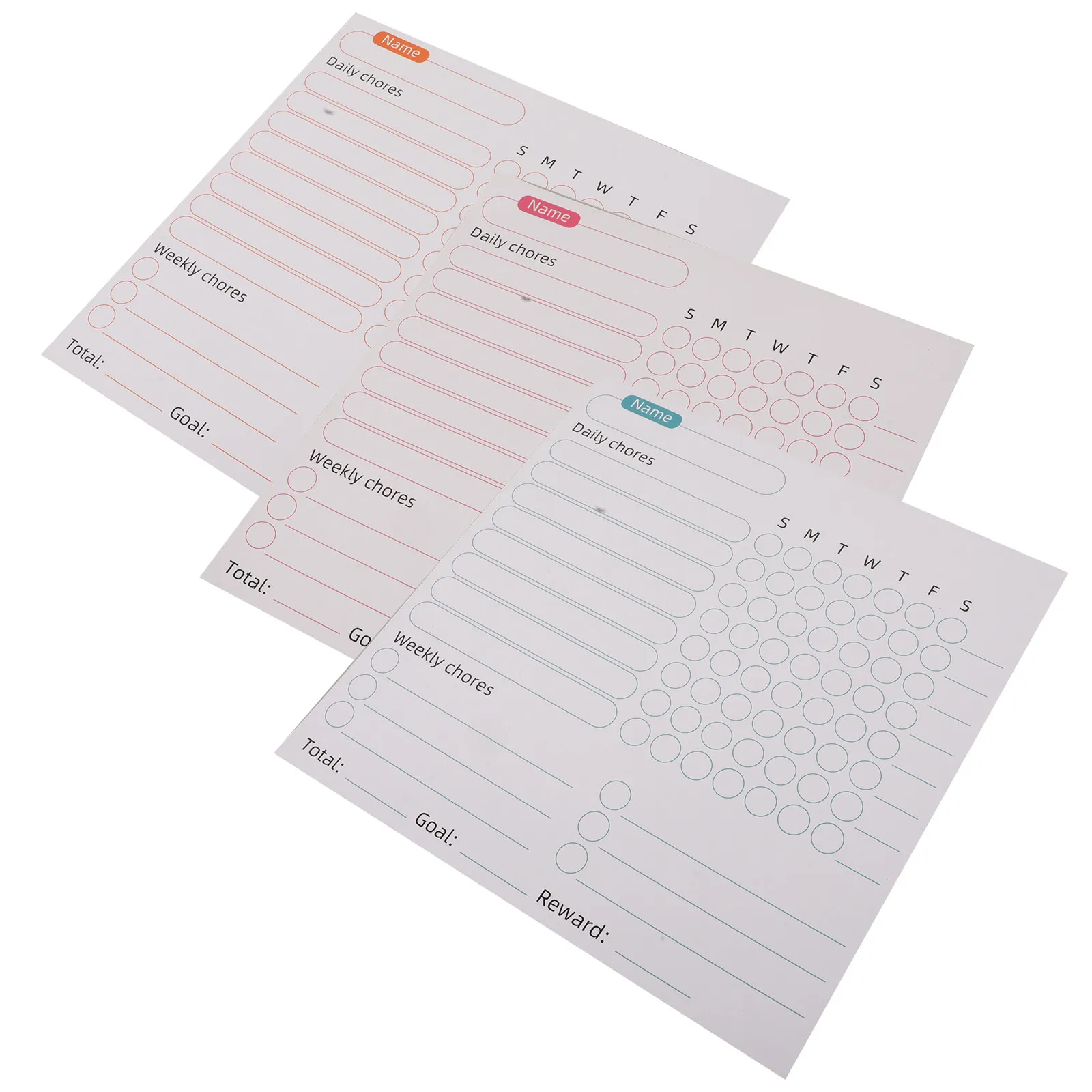 子供用マグネット式週間お仕事表3枚セット-ホワイトボード-家族の雑用リスト-冷蔵庫用責任追跡表