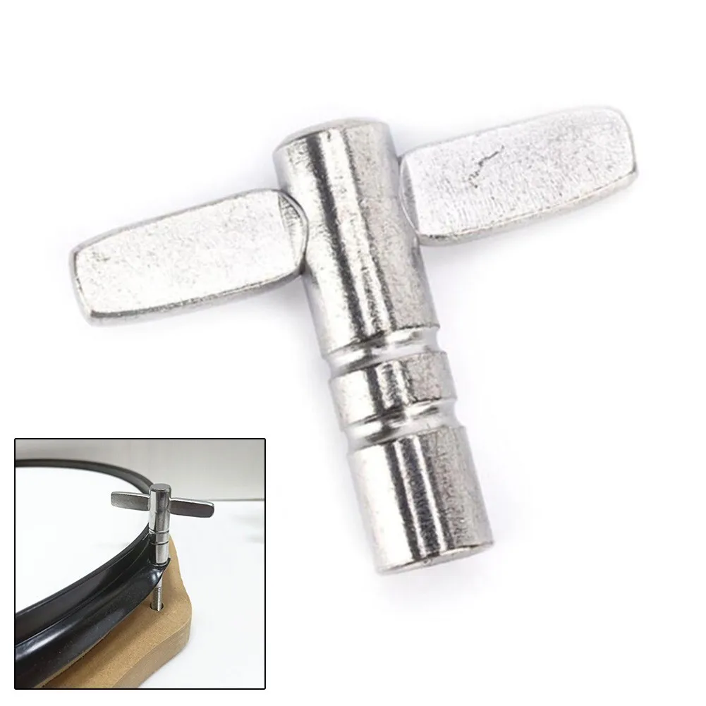 1pcs Drum Tuning Parts Drum Key Standard Square 5.5mm Silver Metal T-shaped 4 Square Hole Wrench Percussion Instrument Accessory