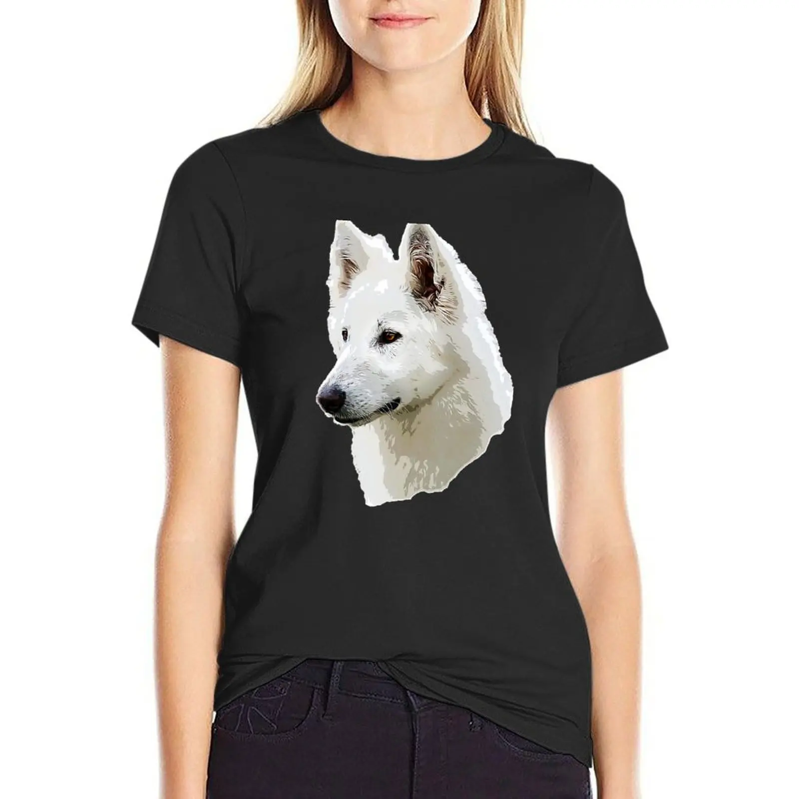 

White Swiss Shepherd Stunning White Dog T-Shirt korean fashion customs design your own summer clothes t shirts for Women graphic