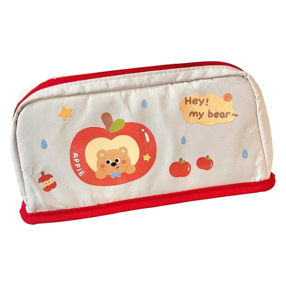 

Cartoon Stationery Storage Bag Large Capacity Partitioned Compartments Pencil Case Happy Dog Apple Bear