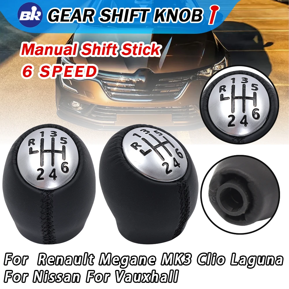 

New Product Car Accessories 6 Speed Gear Shift Knob For Renault Megane MK3 Clio Laguna For Nissan For Vauxhall Interior
