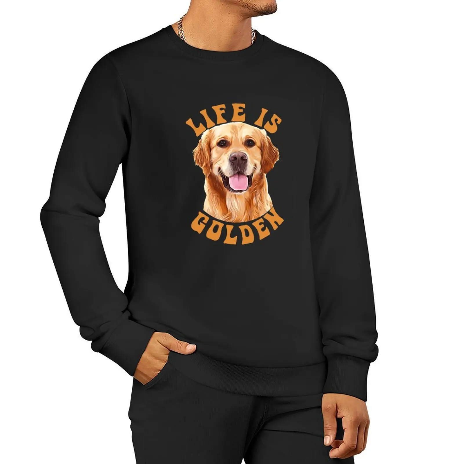 

Life is Golden| Watercolor Golden Retriever Puppies Pullover Hoodie tracksuit men hooded sweatshirt