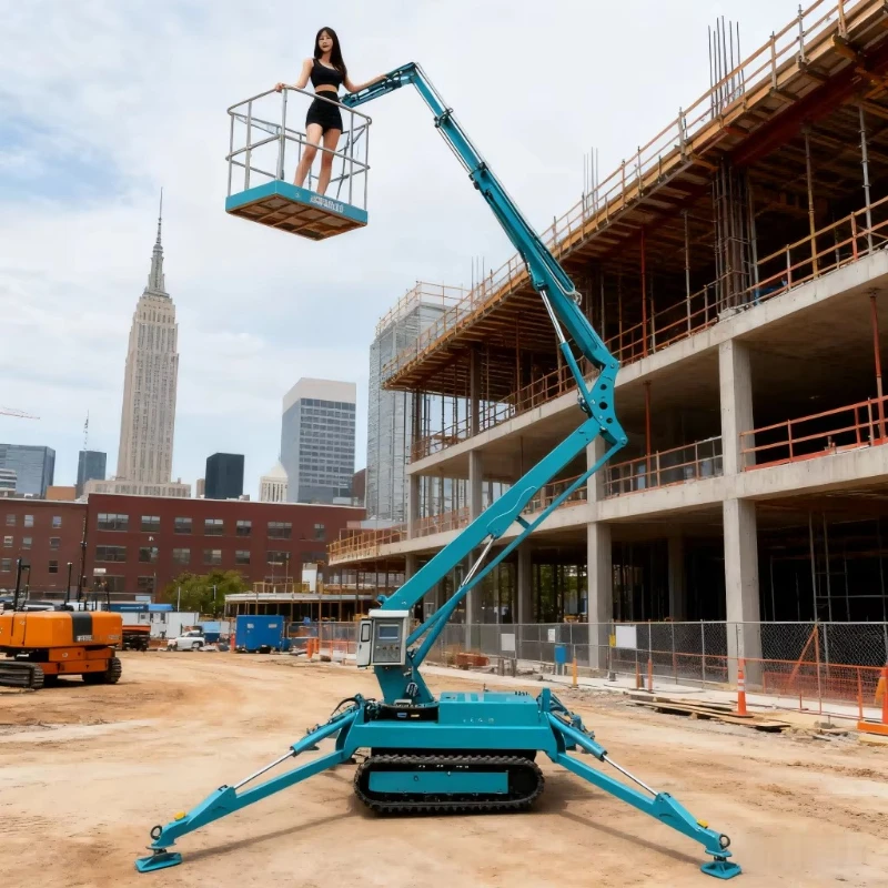 High-Distance Window Cleaning Spider Boom Lift Crane Towable Telescopic For High Building Construction Machinery Part Man Basket