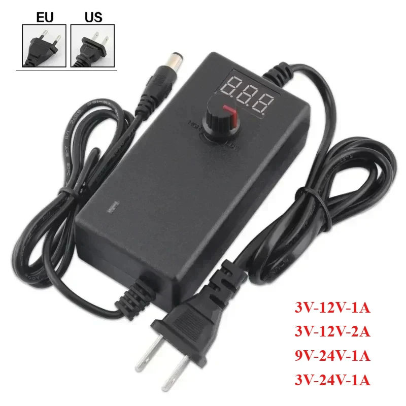 

Adjustable Power Supply Adapter 3V-12V 3V-24V 9V-24V 1A 2A AC To DC Universal Adapter Lighting Transformer for CCTV LED Strip