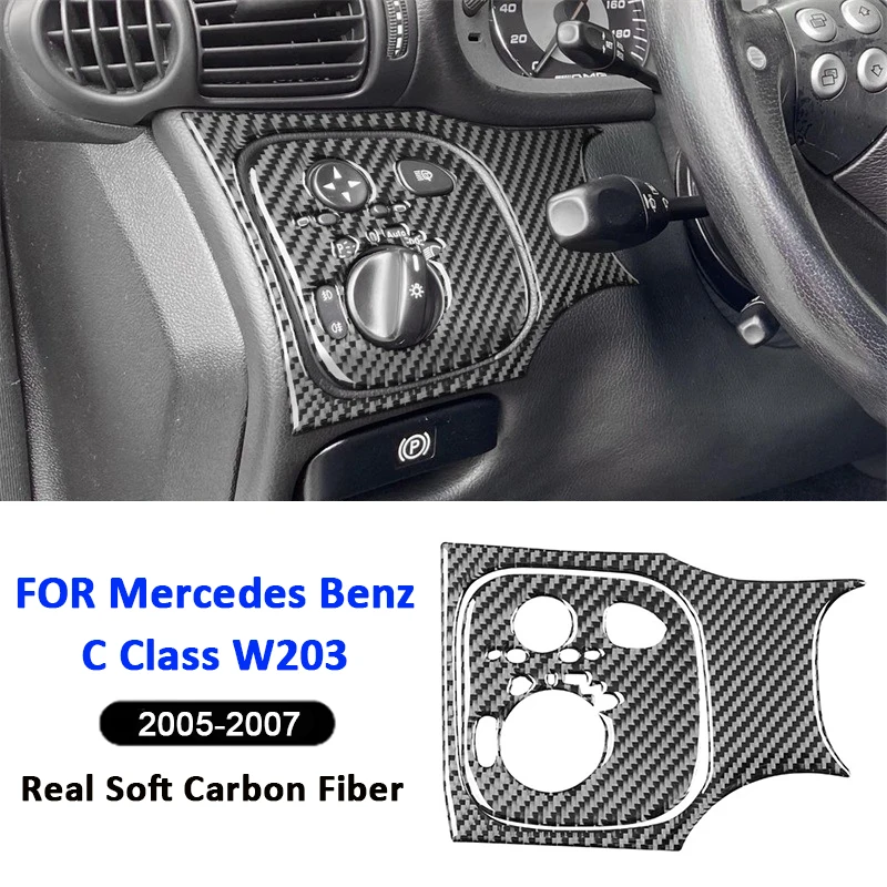 

For Mercedes Benz C Class W203 2005-2007 Carbon Fiber Car Headlight Control Panel Frame Decorative Modification Interior Sticker