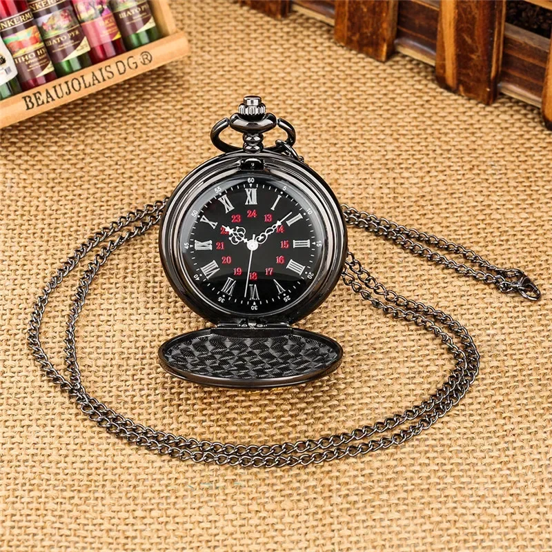 Steampunk United States Eagle Pattern Men Women Quartz Analog Pocket Watch Roman Number Display Necklace Pendant Chain Clock