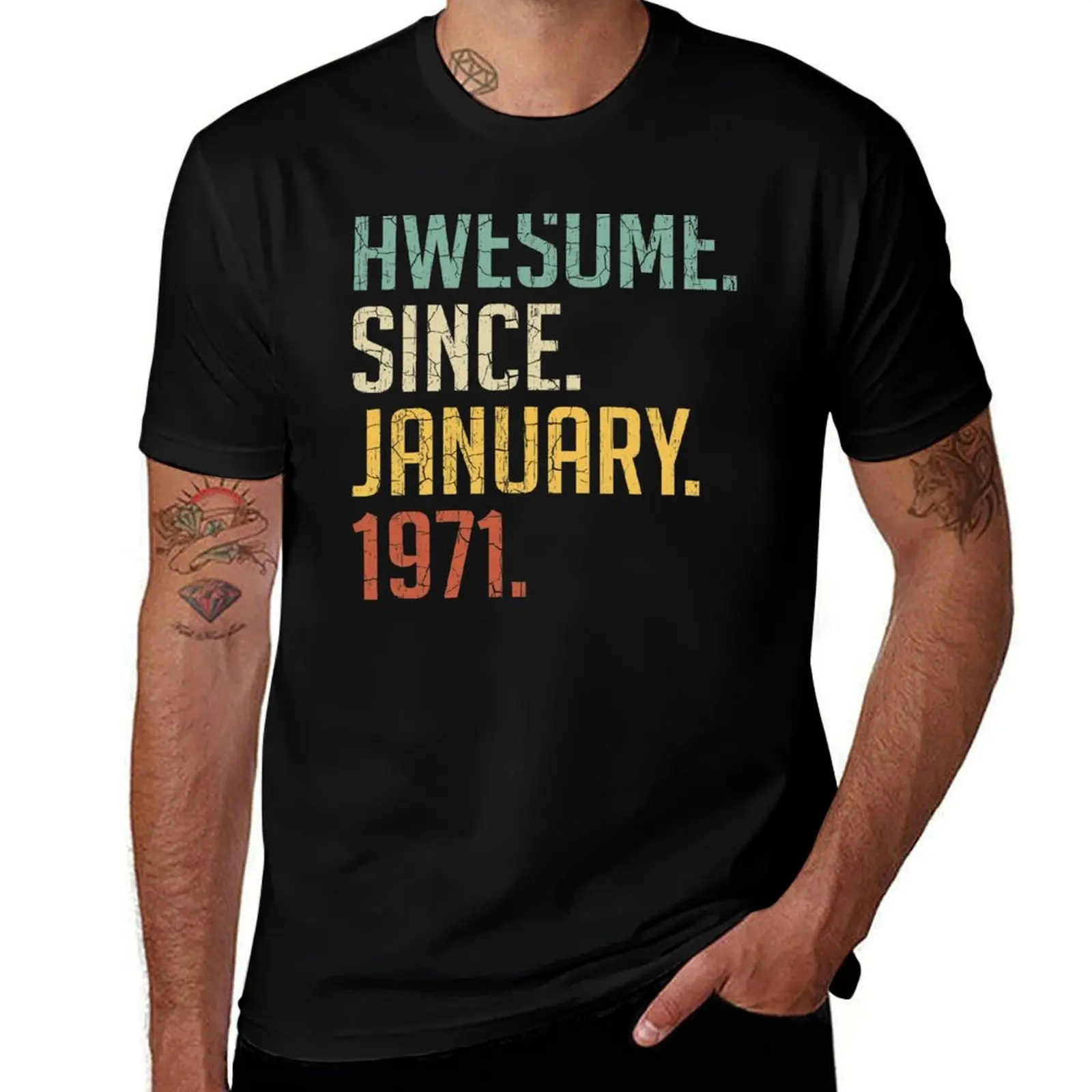 

Old Vintage 50 1971 50th Years January January Since Awesome Birthday 1971 Gift T-Shirt Casual Loose Fit Summer Tee Shirt