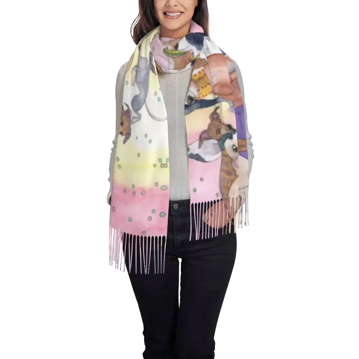 الكلاب السلوقية شرابة وشاح المرأة لينة البصر شالات الكلب يلتف الإناث الشتاء الخريف الأوشحة