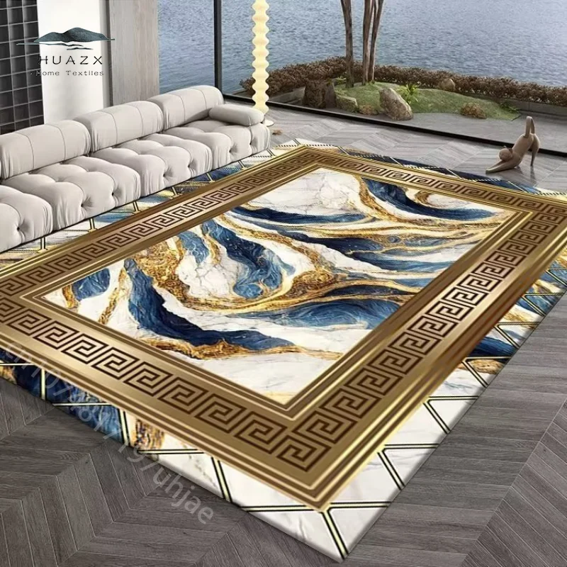 Golden Abstract Luxury Carpet for Bedroom Large Area Rugs Sofa Side Carpets Living Room Soft Flannel Lounge Floor Mat Decoration