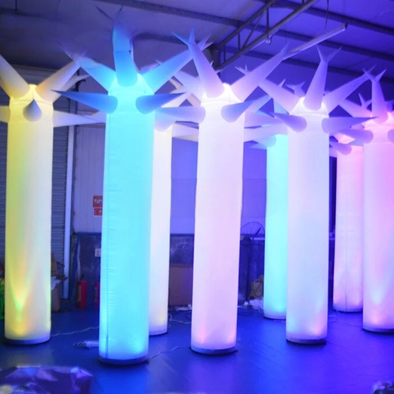 

High Inflatable Led Inflatable Led Pillar 10 Feet Tree Glow In The Dark With Blower For Party Wedding Stage Decorations