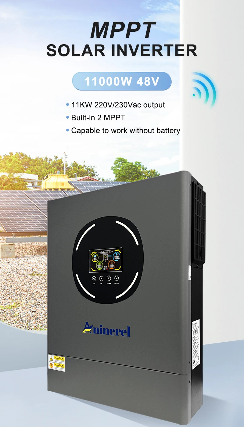 Aninerel 2 kW 4,2 kW 6,2 kW 11 kW 12 V 24 V 48 V Hybrid-Solar-Wechselrichter Dual-Ausgang Farb-LCD-Display MPPT 60 A 100 A 120 A PV 160 V – 500 VDC – Detail 29