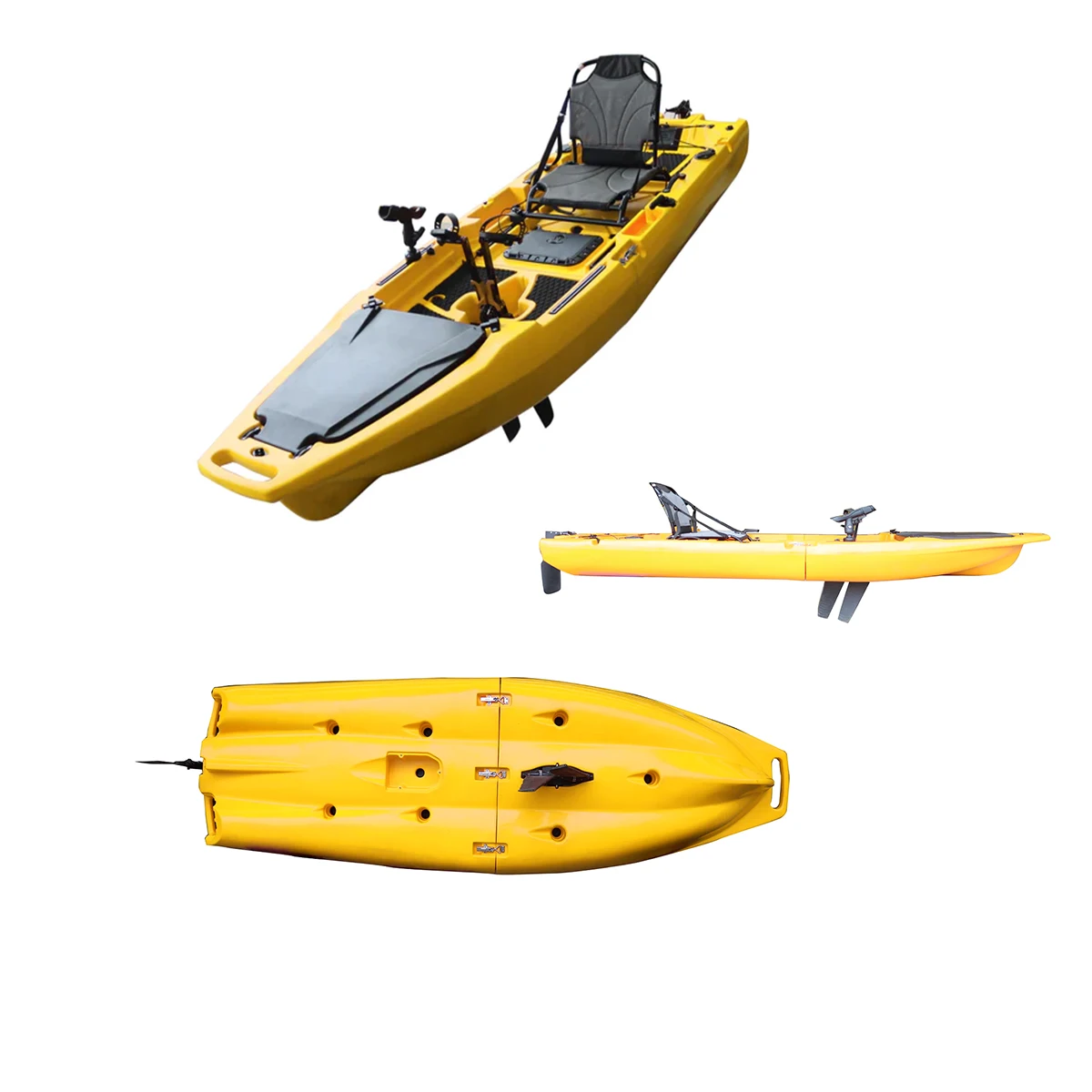 

Новый дизайн, 9-футовый двухсекционный разборный модульный педальный каяк для рыбалки с педальным приводом