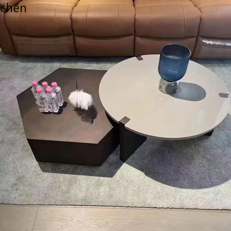 ZML Living Room Coffee Table Small Apartment Style Hexagonal Simple Minimalist Solid Wood Modern