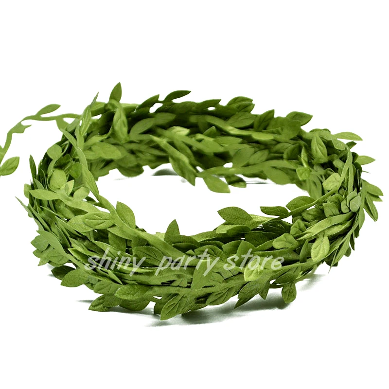 10m Silk Leaf-Shaped Handmake Artificial Green Leaves Wedding Decoration DIY Wreath Gift Scrapbooking Craft Fake Flower Simulate