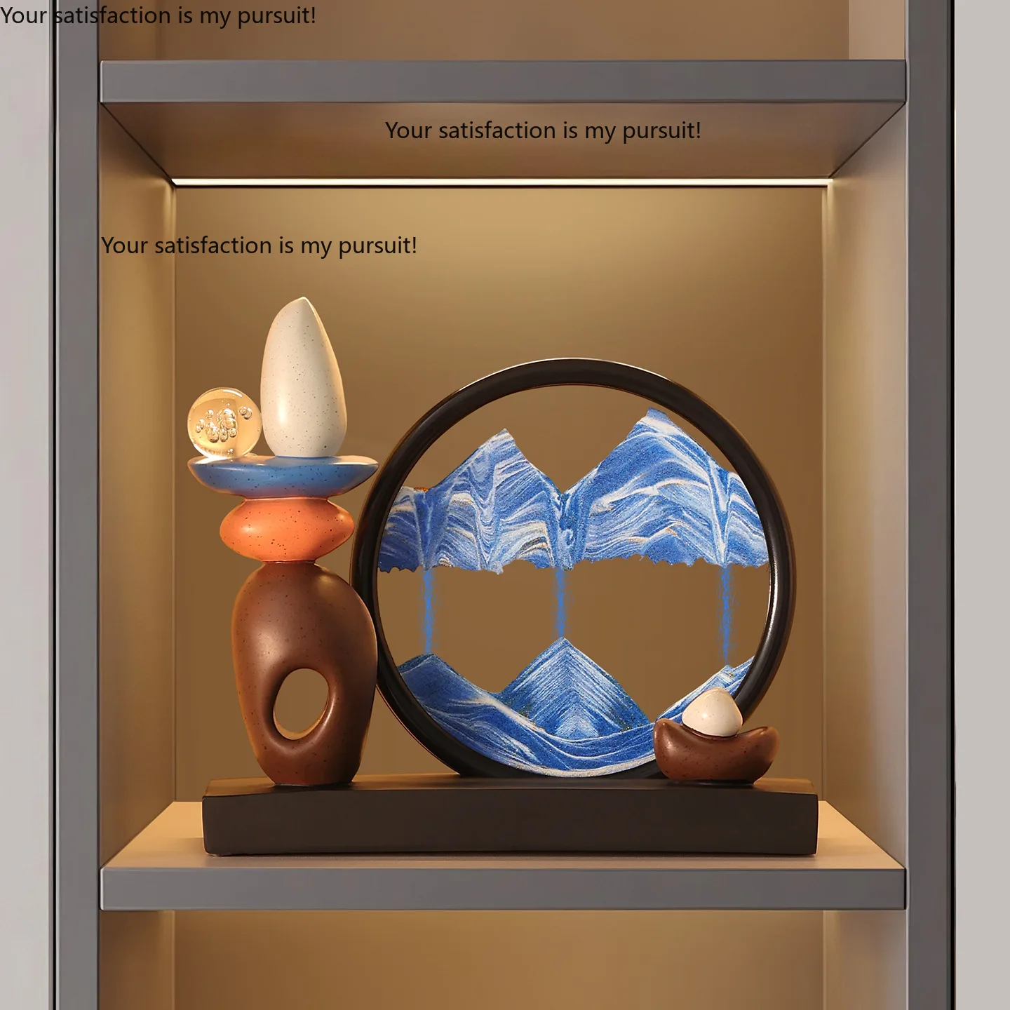 3D Dynamic Sand Painting Hourglass Ornament, European Style Flowing Sand Picture Decor for Living Room Wine Cabinet Office
