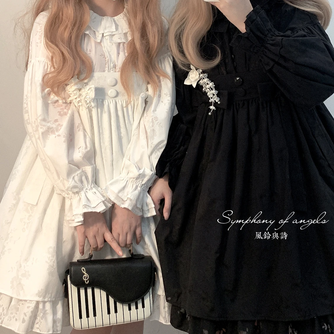 Cotton Cute Women Lolita JSK Dress Flouncing Lace Trim Japanese Harajuku Long Sleeves Doll Teen Dress Fairy V