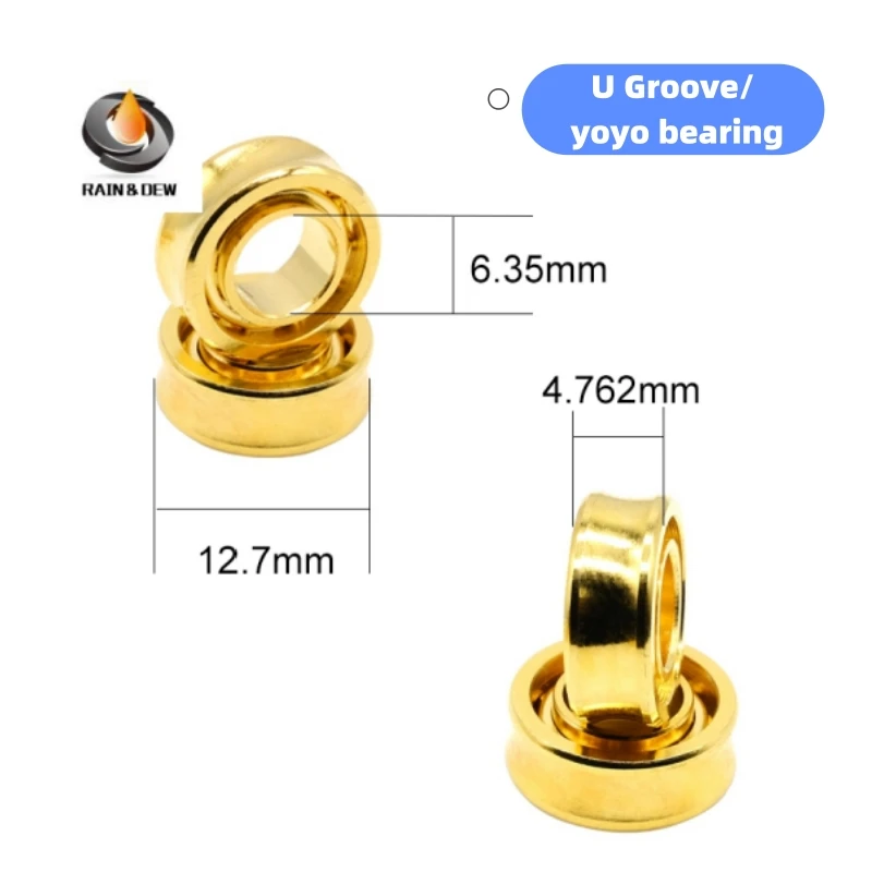 2/10Pcs R188 6.35x12.7x4.762mm Yoyo Bearing Flanged Hybrid/Full Ceramic Stainless Steel Gold CNC Polished Unresponsive