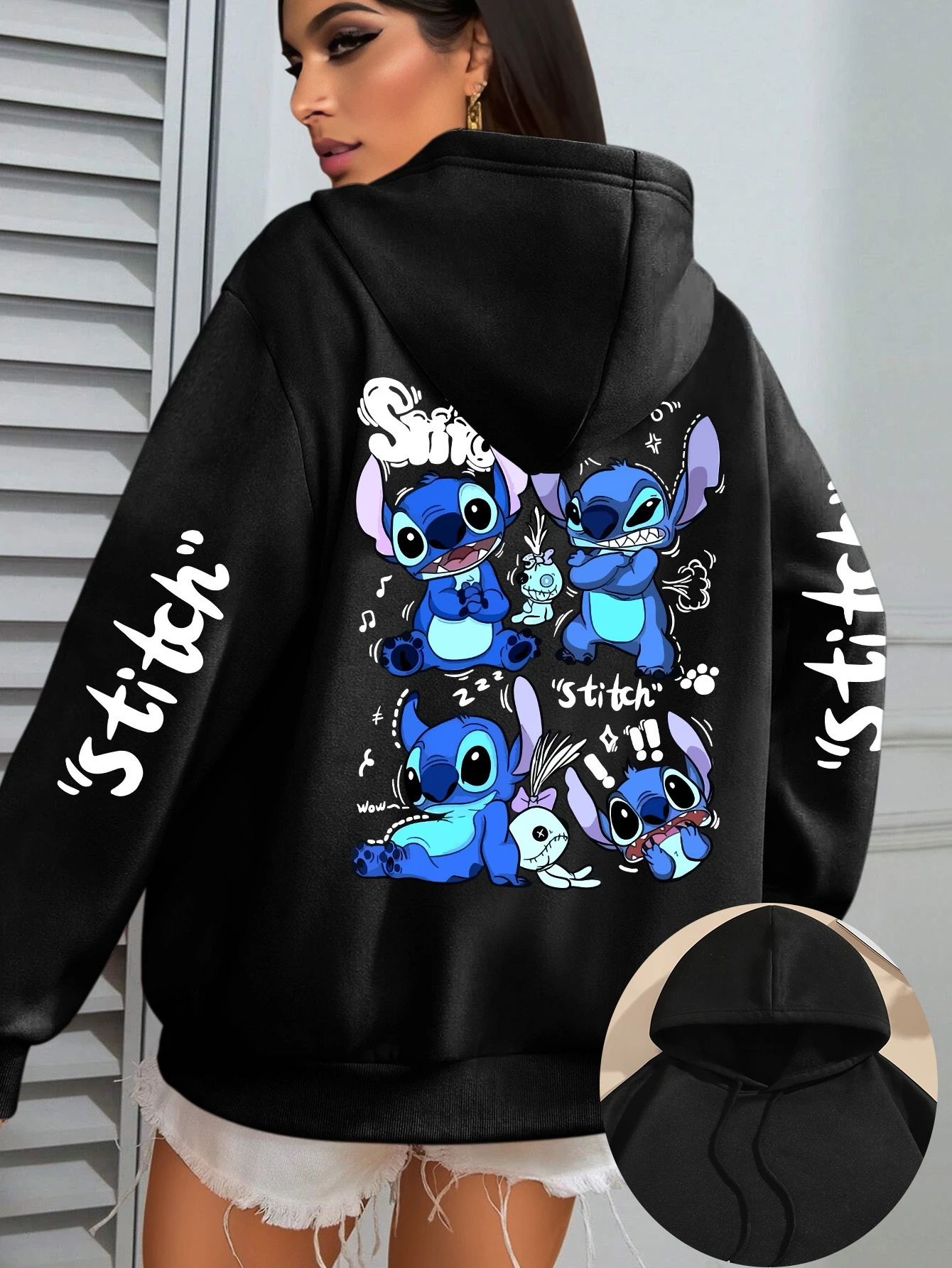 ديزني المرأة غرزة الصوف هوديس الرجال القطن هودي البلوز البلوز الخريف الشتاء المتضخم معاطف ملابس علوية خمر