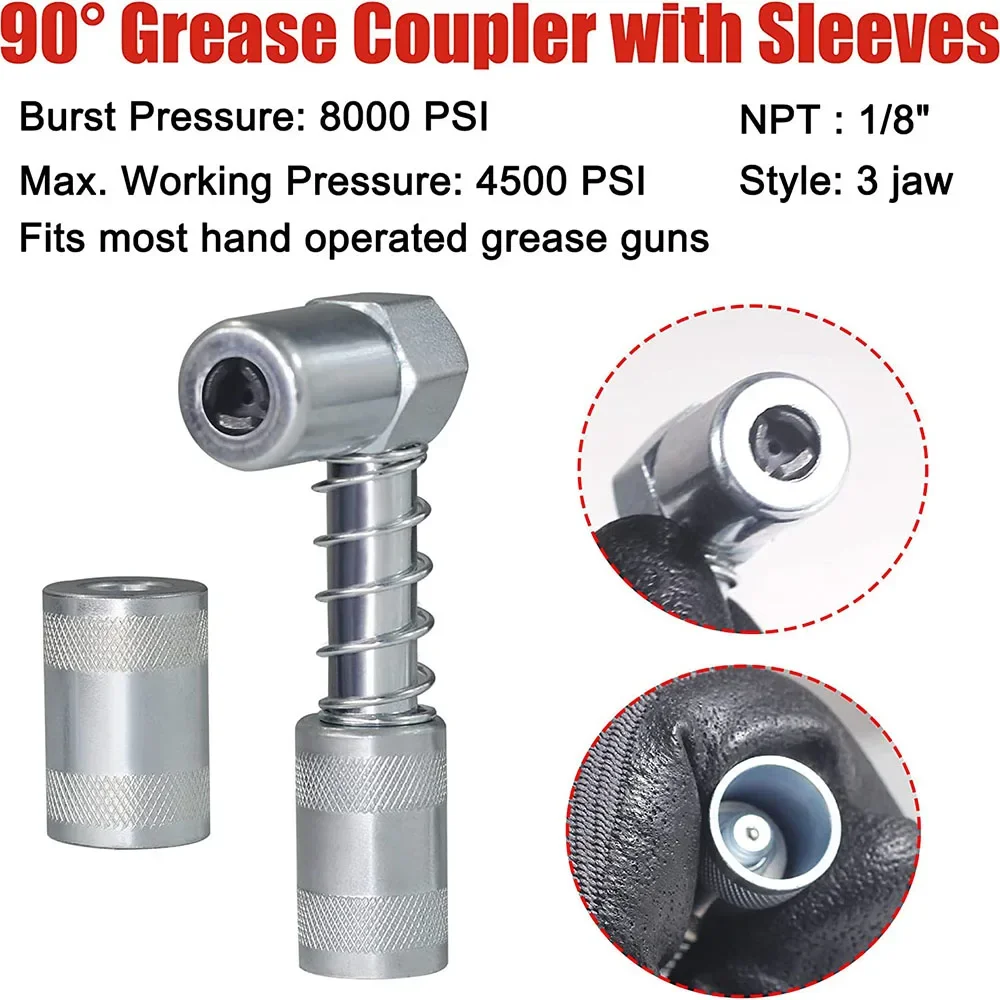 Grease Gun Tip Quick Connect Fittings, 9Pcs Grease Coupler Kit | Complete Lube Accessories with Storage Pouch