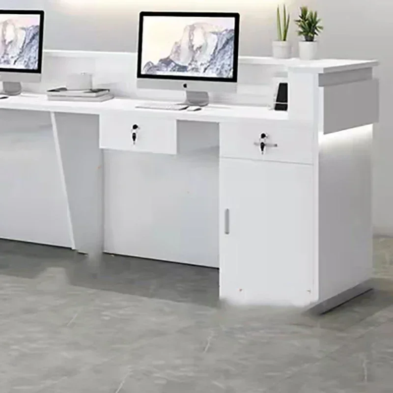 b11-Modern Luxury Reception Desk Display Trendy Reception Desk Storage Aesthetic Vintage Office Mostrador Commercial Furniture