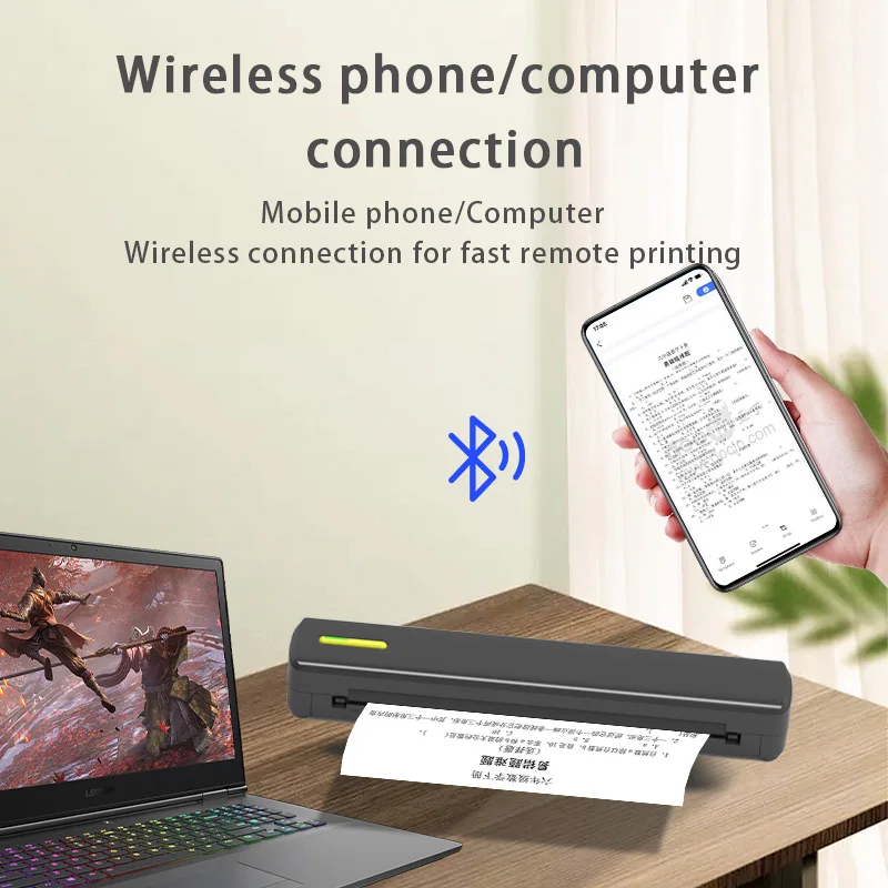 طابعات C80 A4 المحمولة اللاسلكية 200/300 ديسيبل متوحد الخواص صغيرة بدون حبر حراري بلوتوث للهواتف الذكية التي تعمل بنظام Android وIOS