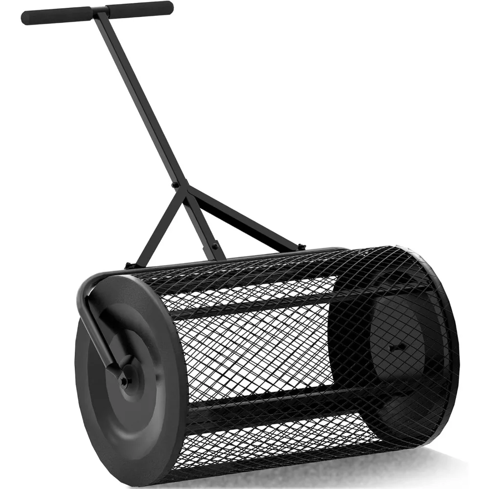 

24Inch Compost Spreader Peat Moss Spreader with Upgrade T Shaped Handle Planting Seeding Durable Lightweight Metal Mesh Spreader