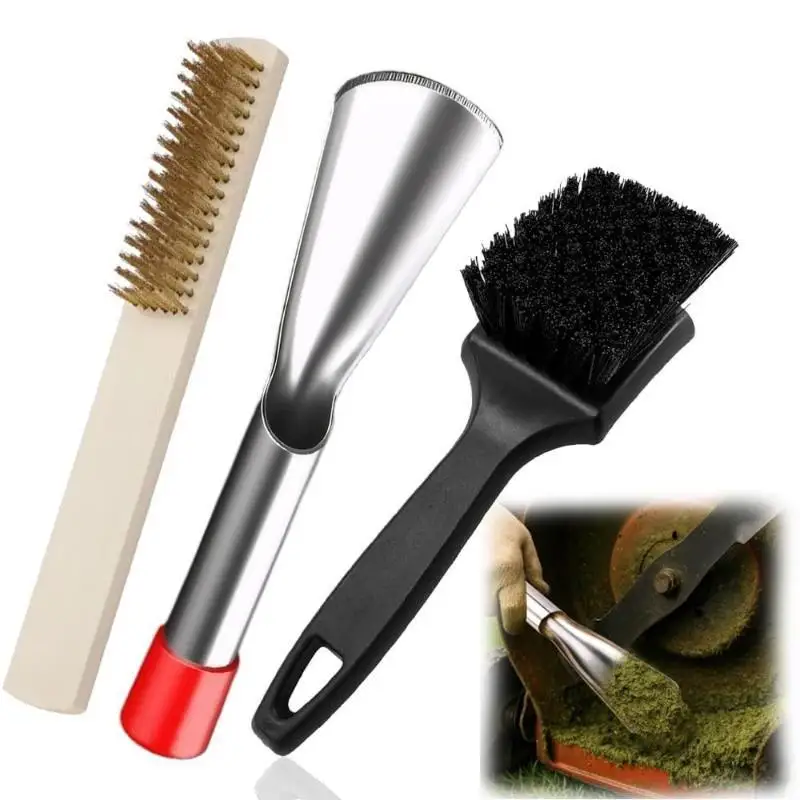 3Pcs/Set Multifunctional Garden Lawn Mower Deck Cleaning Scraper Brushes Ergonomic For Professional Lawn Maintenance