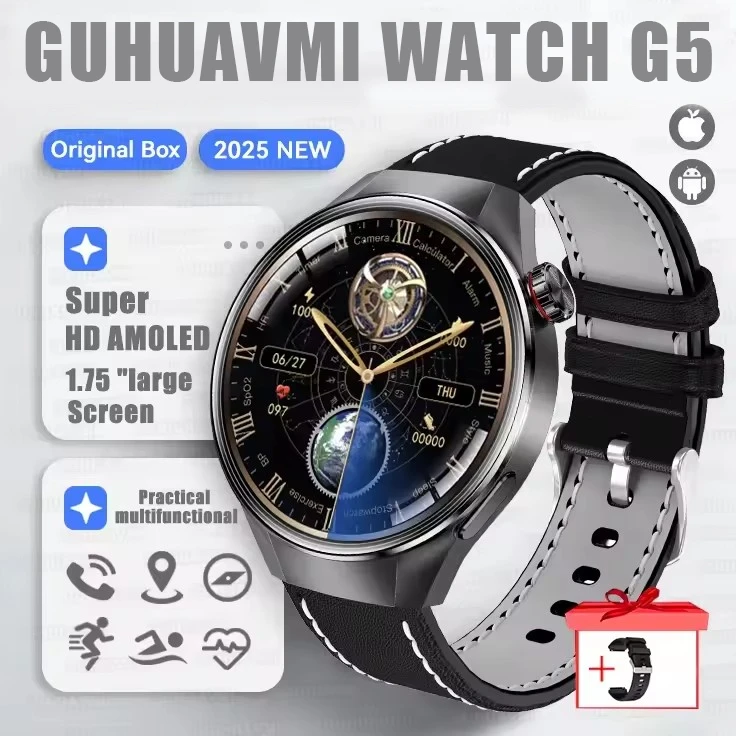 2025 New Originl Watch G5 PlUS Smart Watch 1.75" HD AMOLED Screen GPS track Heart Rate Bluetooth Call Compass Smartwatch for Men