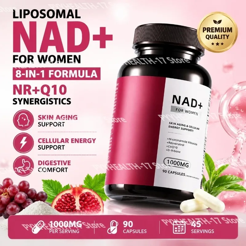 Liposomal NAD+ for Women 8-in-1 Capsules with Nicotinamide Riboside CoQ10 and D-Ribose for Cellular Energy Support 90 Capsules