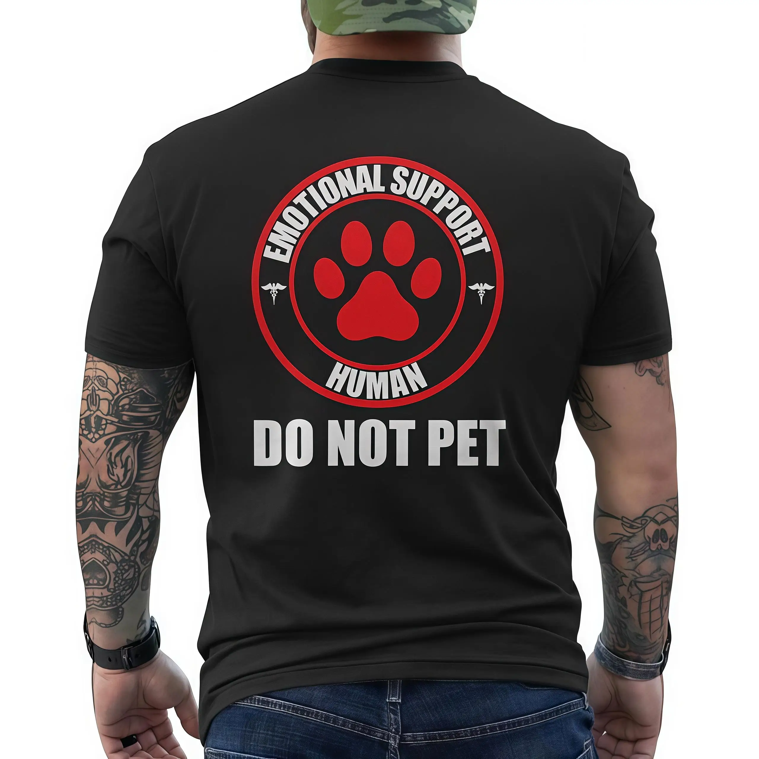 

Funny "Emotional Support Human" T-shirt, Sarcastic Dog Lover Graphic Tee, "Do Not Pet" Humorous Apparel