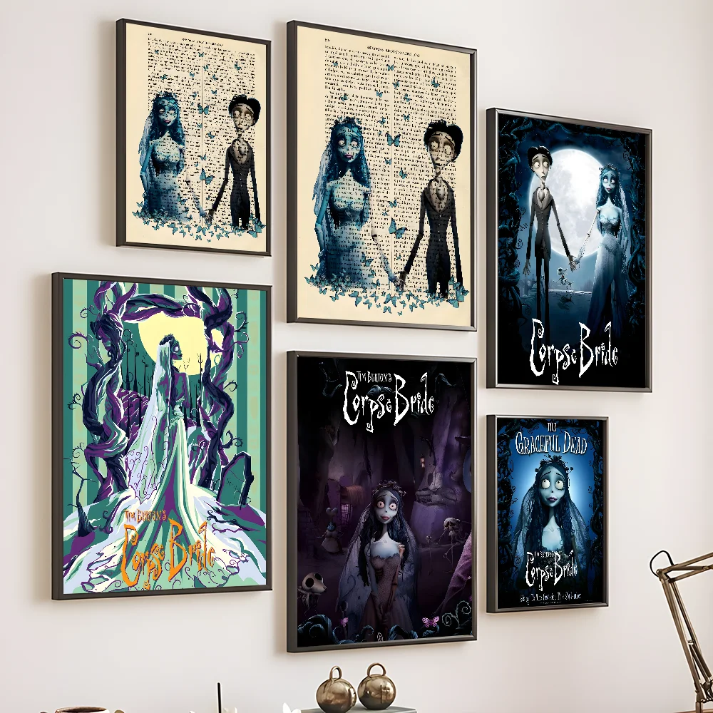 

Burton's Corpse Bride Film Poster Sticky Wall Art Printing Waterproof Home Living Bed Room Bar Hallway Aesthetic Decor