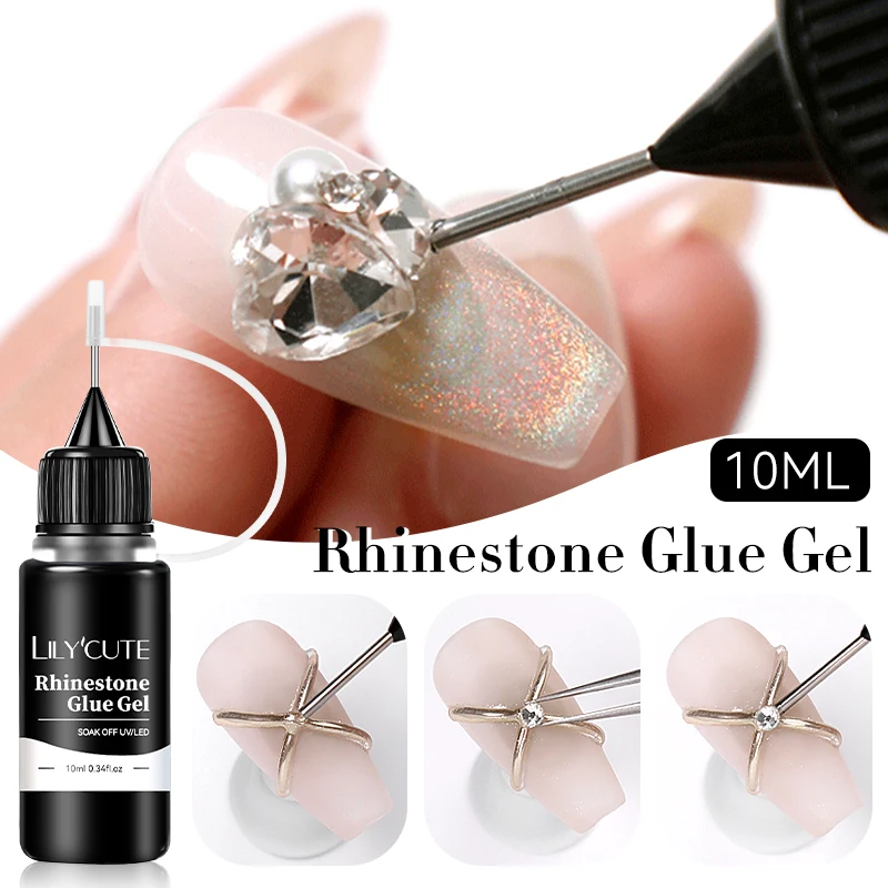 LILYCUTE Nail Rhinestone Adhesive Glue Transparent Color Nail Art Sticky Gel For Stick The Drill Jewelry Decorations Nail Glue