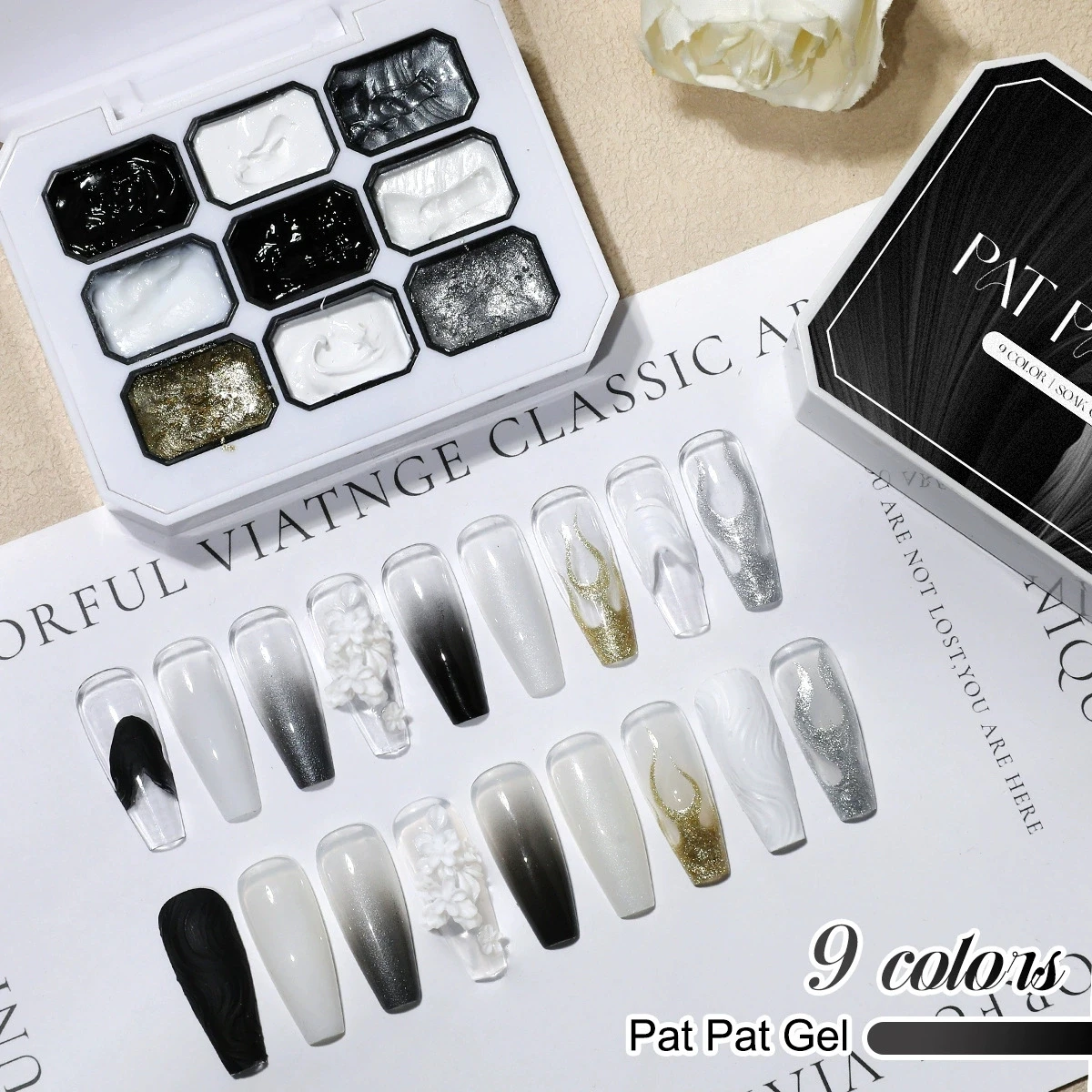 1pc black and white solid nail polish glue pat glue gypsum glue Y2K solid color shiny luster long-lasting DIY home salon ﻿ - Image 3