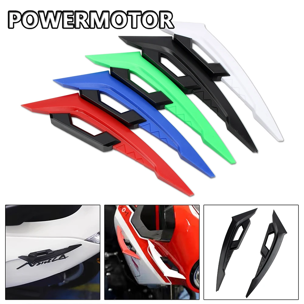 Motorradzubehör Winglets Vorderseitenspoiler Aerodynamischer Flügel Set Fester Windflügel mit selbstklebenden Dekorationsaufklebern