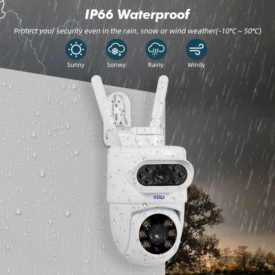 Imagem -06 - Kerui-câmera ip Externa com Lente Dupla Segurança Doméstica sem Fio Vigilância por Vídeo Cctv Detecção Humana Tuya Smart Ptz Wi-fi 5k hd 10mp