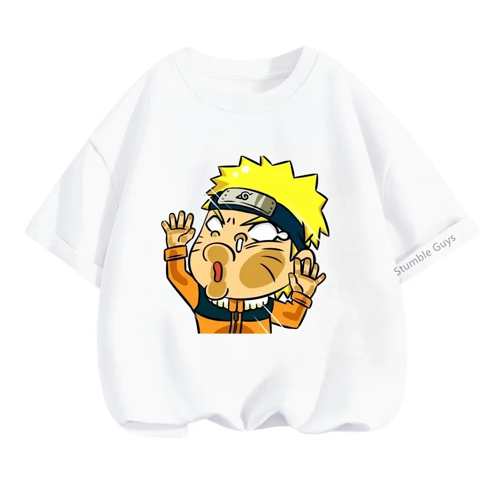 Camiseta de Naruto con estampado de dibujos animados para niños y niñas, Tops de manga corta para adolescentes, ropa de Sakura, Conjunto de camiseta de Anime para niños, Verano