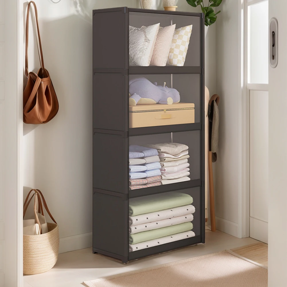 Portable Closet Wardrobe with Lid Clothes Storage Rack Dustproof Multi-layer Storage Cabinet Bedroom Large Clothes Organizer