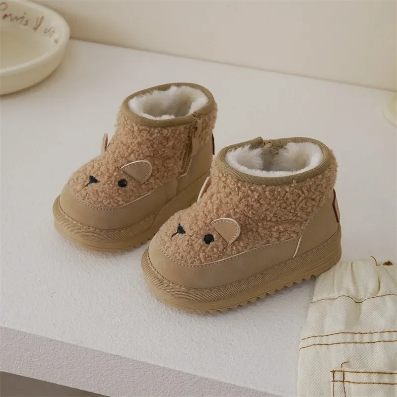 Ｗinter New Children Snow Boots Baby Soft Fleece Upper Warm Boots Boys Girls Cute Short Boots Infant Warm Shoes With Fur