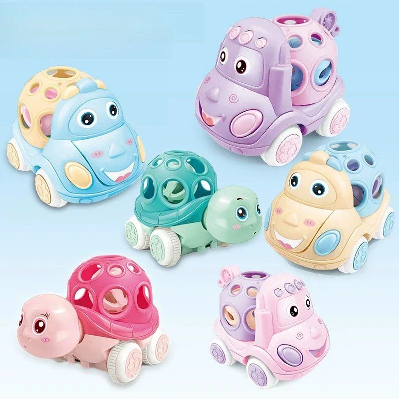 

Baby Toy Cars Rattle Roll Cars for Toddler 1-3y Press and Go Car Friction Powered Truck Soft Rattles for Babies Gifts