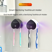 Wall Mounted Sanitizing Toothbrush Holder Portable 2 Brush Slots Smart UV Toothbrush Sterilizer Self-Draining Drying