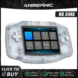Anbernic NEW RG34XX Retro Game Console With 64G TF Card Portable Gaming Console 3.4 Inch IPS Screen 3500mAh Battery HDMI-Out