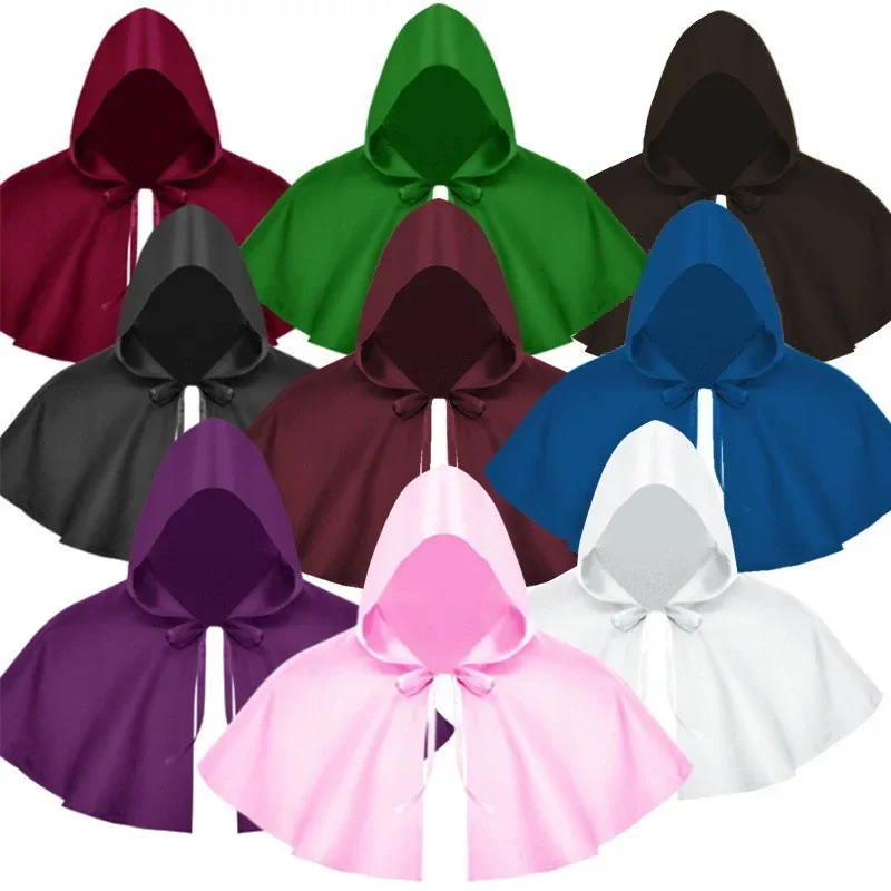 

Хэллоуин Средневековый Винтажный Накидка с Капюшоном на Шнуровке Костюм Мужчины Взрослый Викканское Поклонение Языческий Монах Халат Ролевая Игра Короткая Шаль Накидка