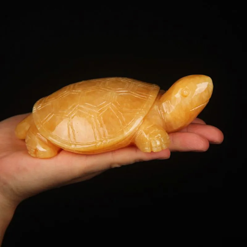 Yellow jade turtle figurine, jade carving of a turtle, small jade turtle, cute aquarium turtle, yellow jade longevity turtle orn