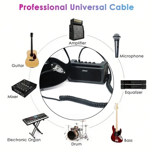 Imagen 2 del producto Cable de guitarra eléctrica EROK trenzado 1/4 pies Jack 90 grados TS 6,5mm Audio Mono Cable bajo caja eléctrica Cable de Audio reducción de ruido